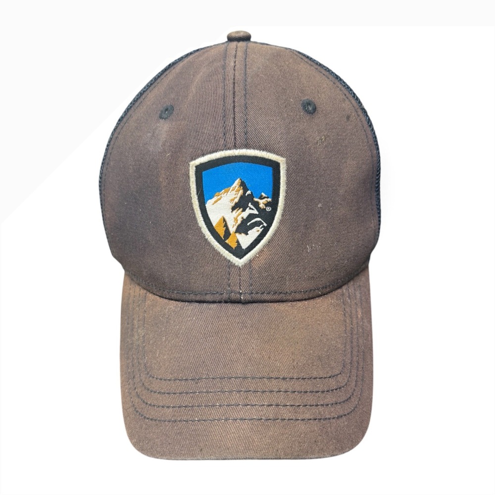 Kuhl Renegade Trucker Hat Mens Brown Mesh Back Snapback Mountain Patch Cap
